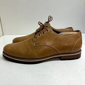 NWOT Helm Nils Blucher Plain Toe Derby Tan Box Leather Made in Brazil US 11 D